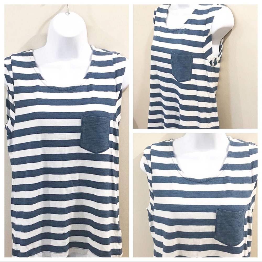 Splendid Striped Cotton Tank Top Blue White Small